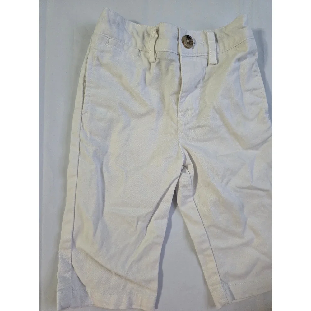Ralph Lauren Baby Boys Cream White Chino Pants Size 6M Elastic Waist Trousers